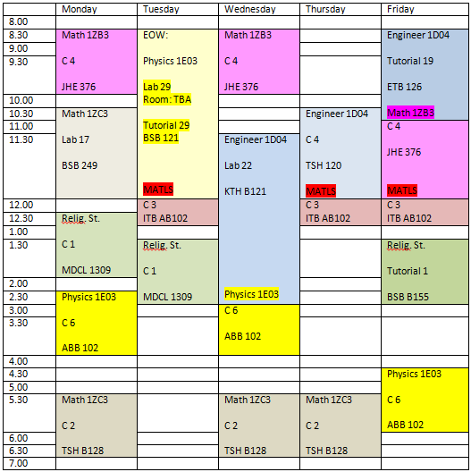 McMaster Timetables