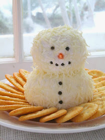 snowman made from cream cheese