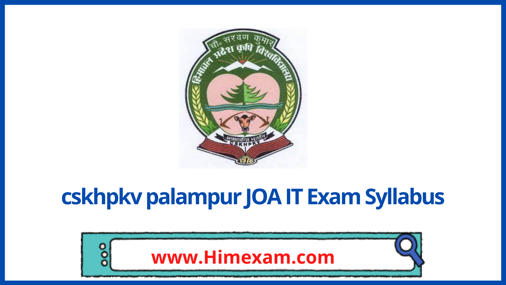 cskhpkv palampur JOA IT Exam Syllabus