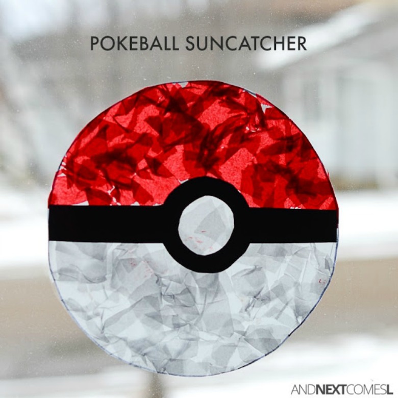 Pokeball suncatcher - Pokemon crafts for kids