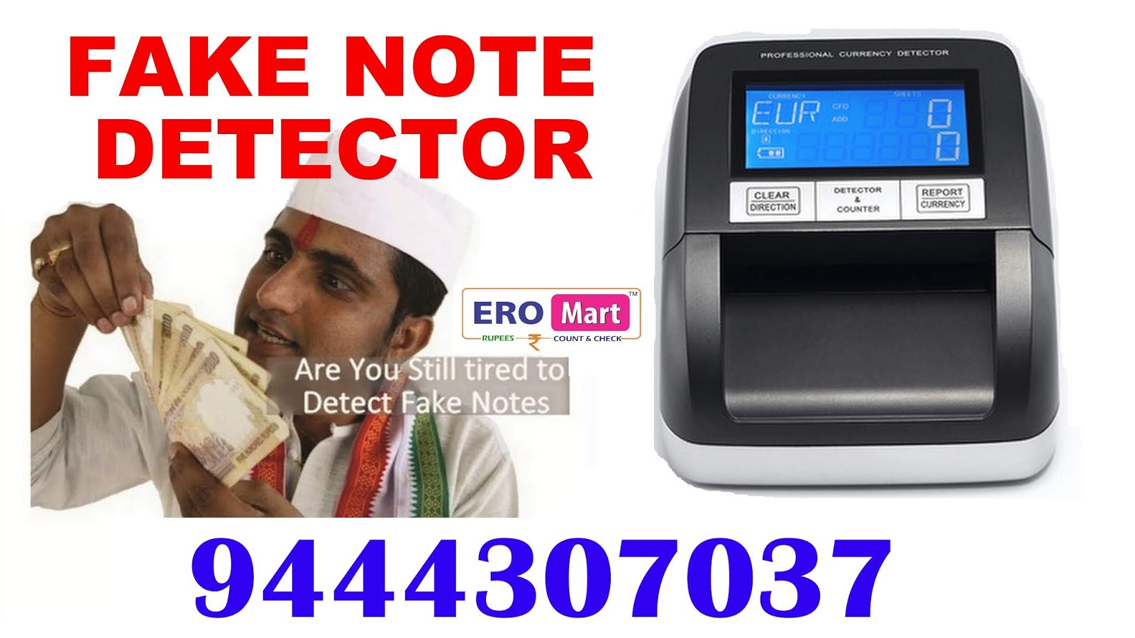 Fake Note Detector Machines to detects all Old and New Indian Rupees in