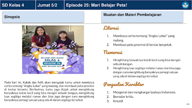 Panduan Belajar Dari Rumah Minggu Ke 5 (BDR) 1 - 5 Januari 2021 Di Televisi Republik Indonesia (TVRI) Untuk Jenjang Pendidikan PAUD Dan Sekolah Dasar (SD)