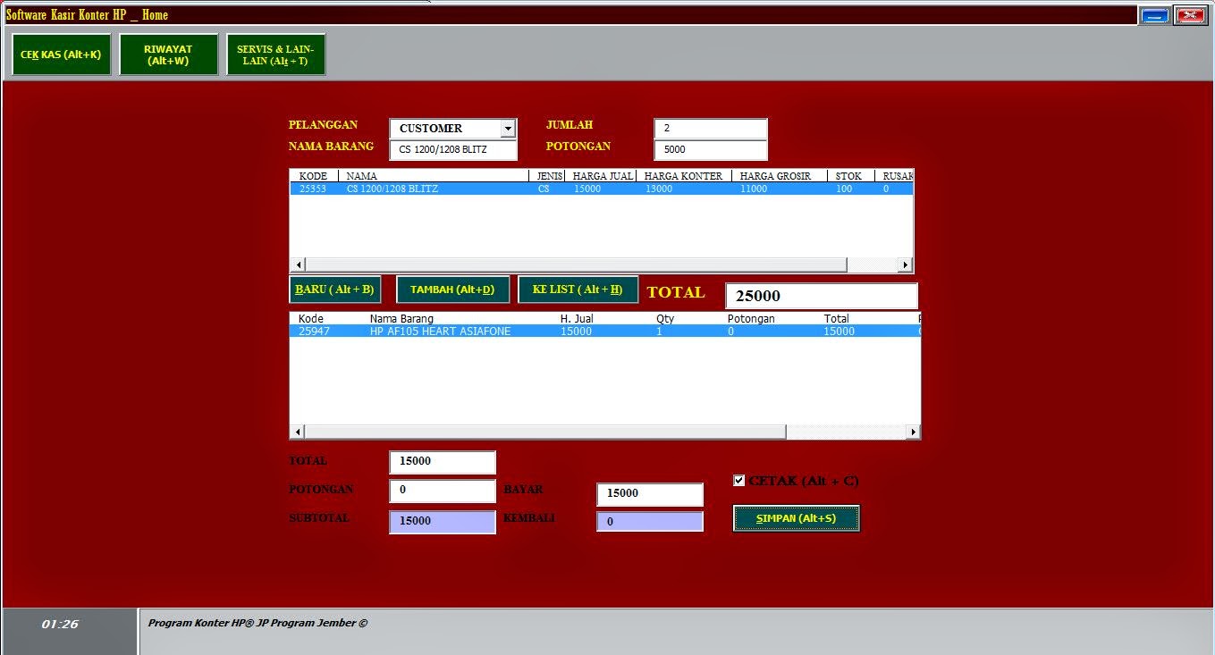 Contoh Nota Konter Hp Lucu He