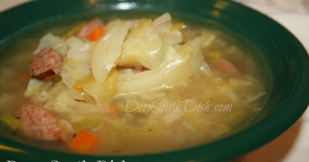 Deep South Dish Leek and Cabbage Soup with Andouille Sausage