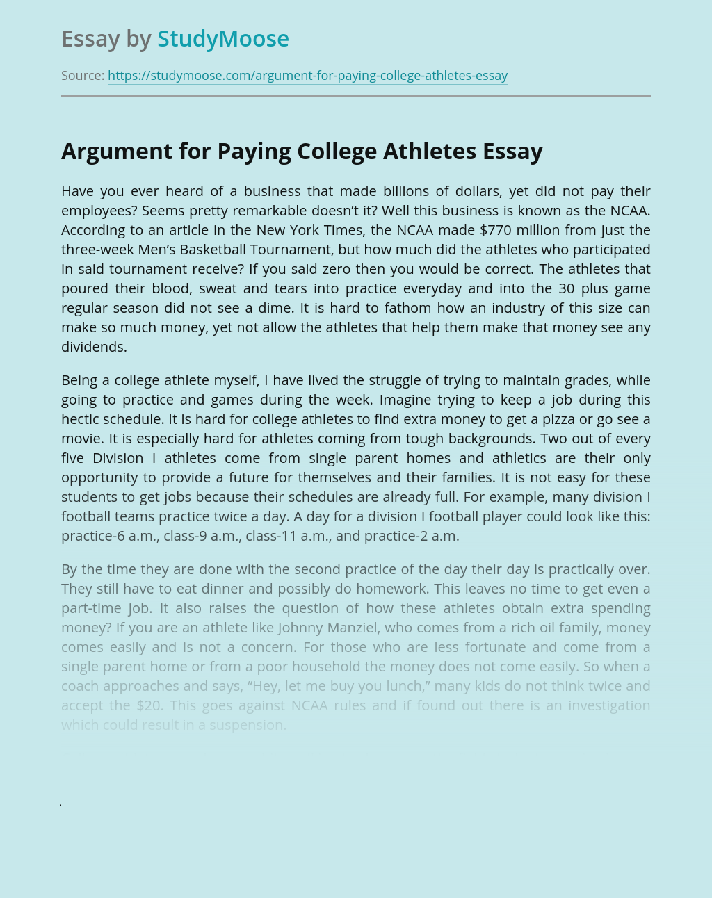 college essay about quitting a sport