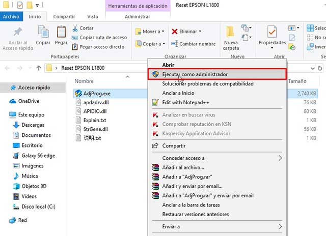 ejecutar AdjProg como administrador