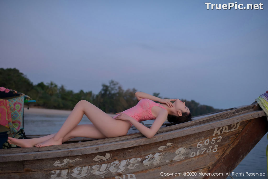 Image XIUREN No.2340 - Chinese Model Shen Mengyao (沈梦瑶) - Sexy Pink Monokini on the Beach - TruePic.net - Picture-40