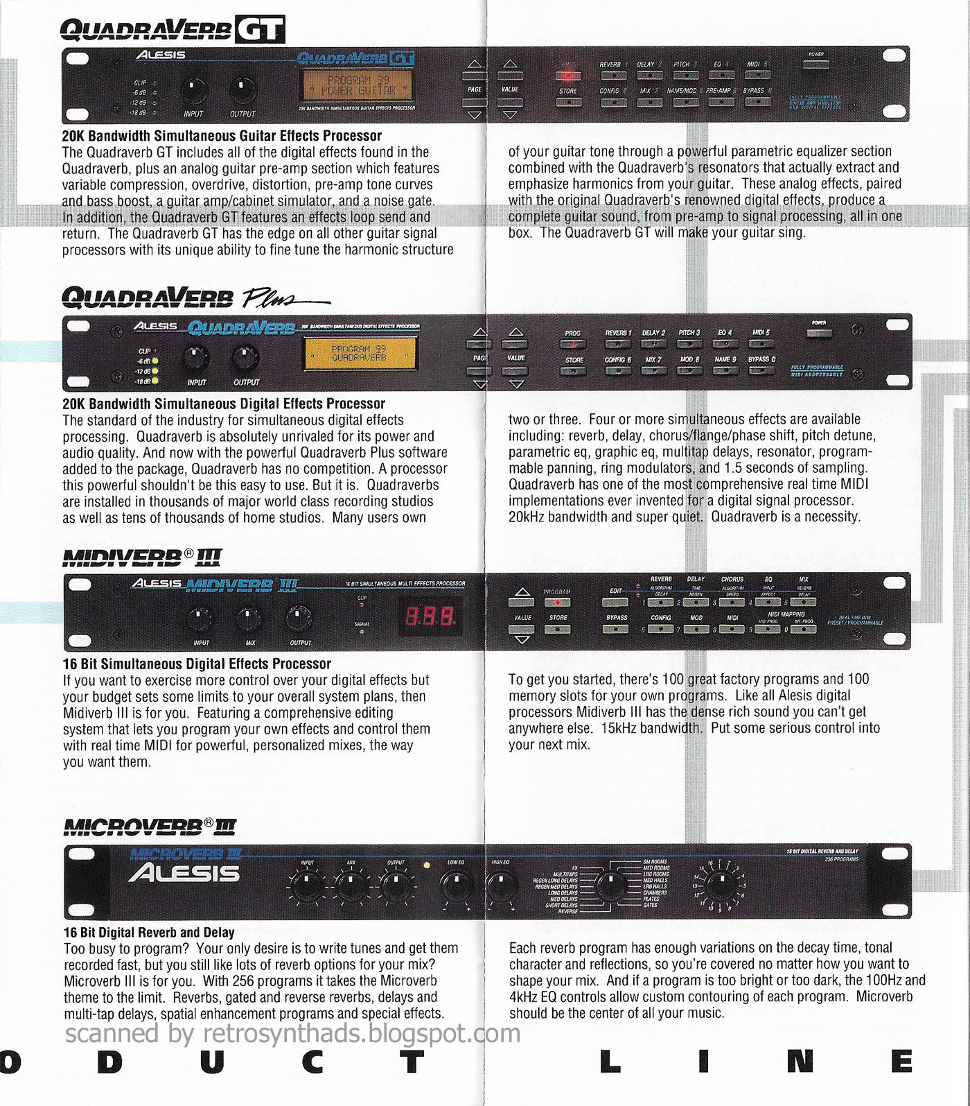 Retro Synth Ads Alesis 1992 "Alesis Product Line" product catalog