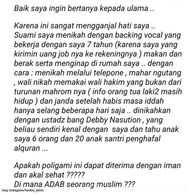 Curhat Soal Poligami, Tulisan Istri Opick Ini Jadi Tamparan Keras Bagi Para Suami dan Ustadz