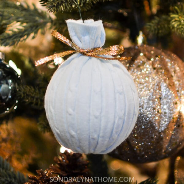 sweater wrapped ornaments