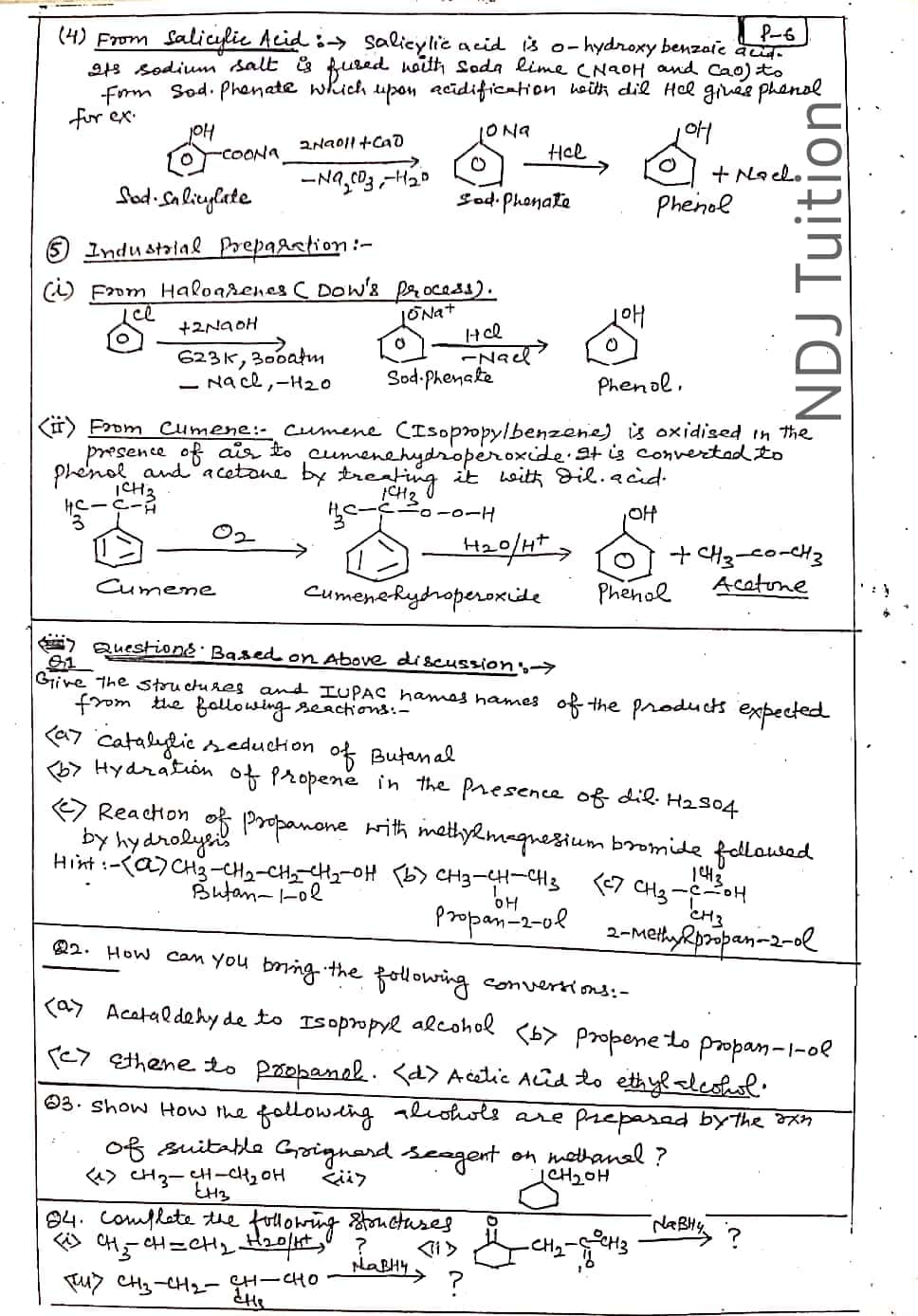 alcohols phenols and ethers pdf notes