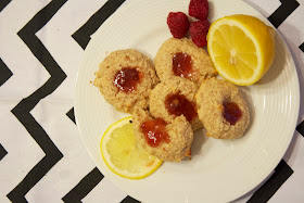 greek yogurt lemon cookies raspberry jam recipe frugal fitness blog
