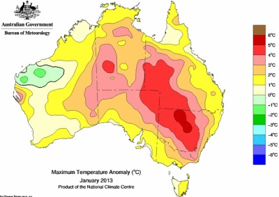 Heat Map of January 2013 - Australia's hottest month
