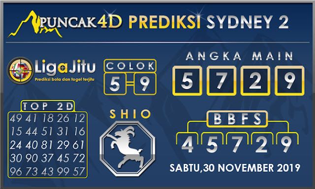PREDIKSI TOGEL SYDNEY2 PUNCAK4D 30 NOVEMBER 2019