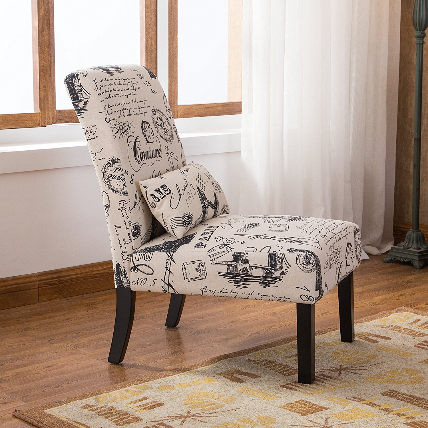 French Script Chairs & Print Accent Furniture Pieces
