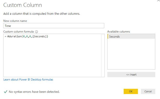 M Script code for converting Seconds to HH:MM:SS