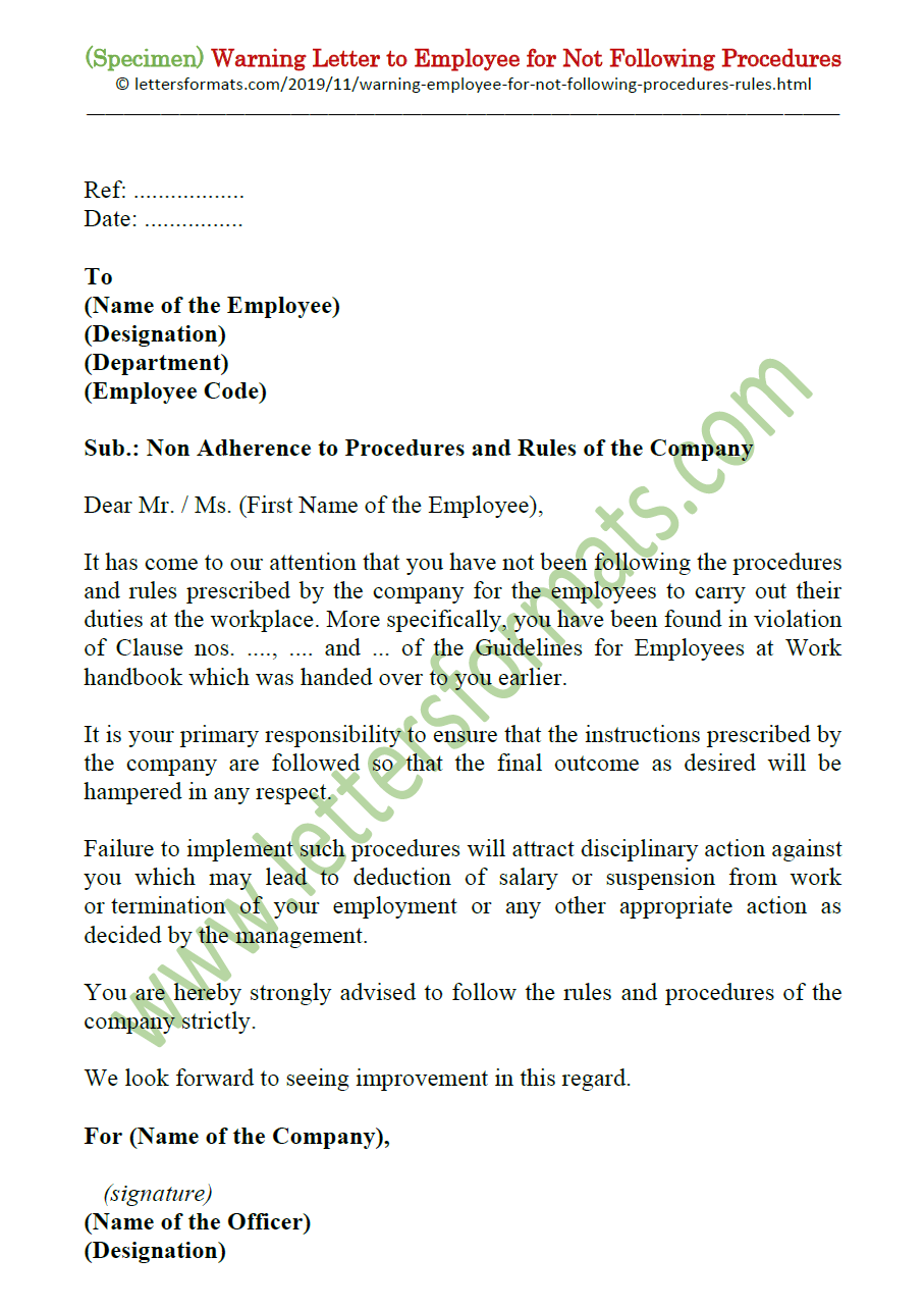 Warning Letter Issued To Employee Sample