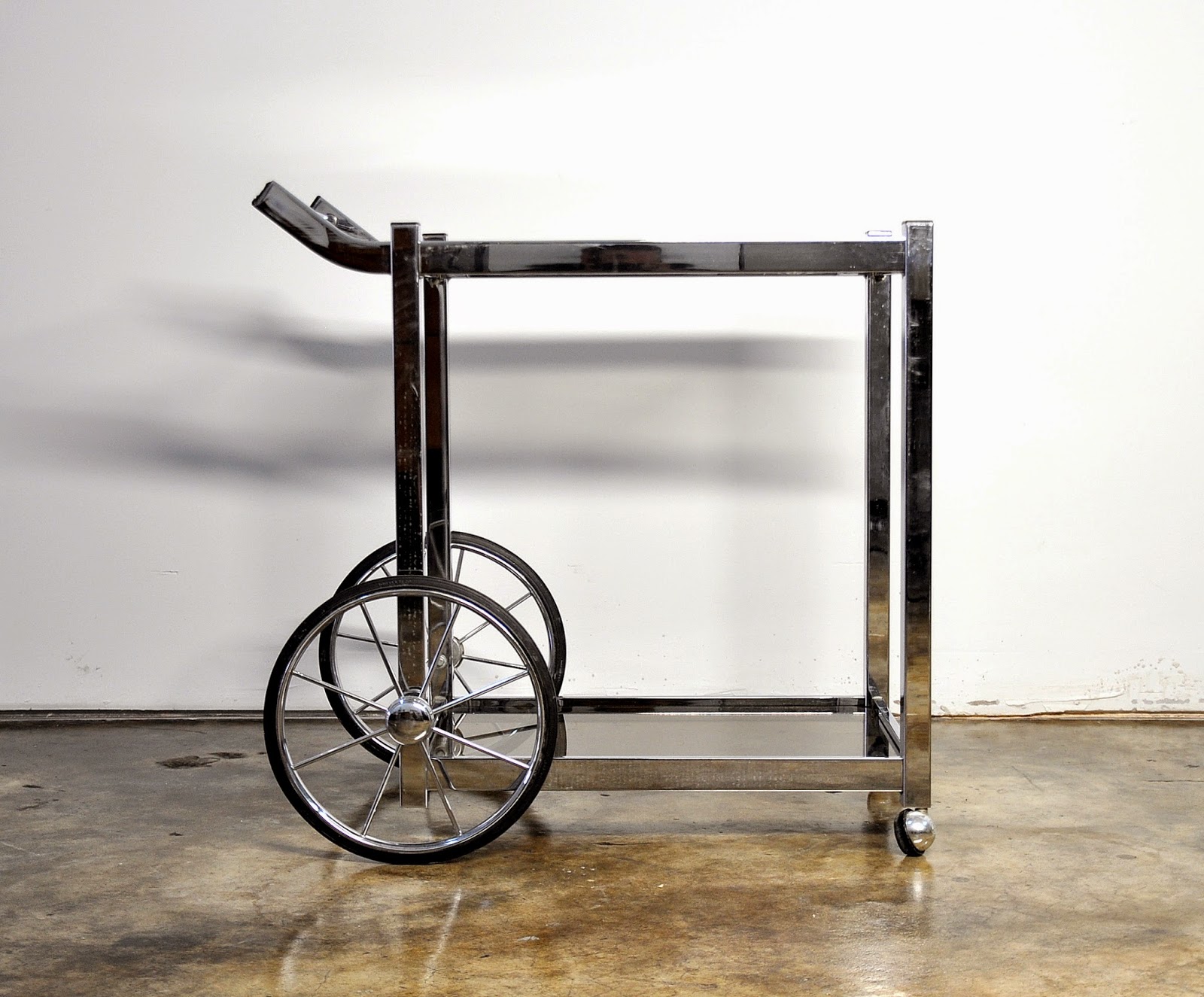 SELECT MODERN Mid Century Modern Chrome Rolling Bar Serving Cart