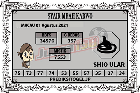 Syair Mbah Karwo Togel Macau Minggu 01 Agustus 2021