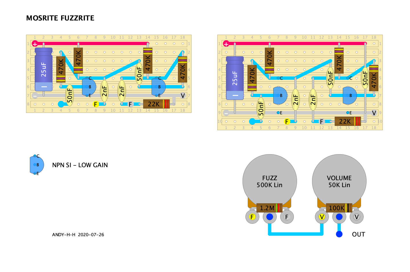 Guitar Effects - Vero - Point to Point - Tag Board Layouts: MOSRITE
