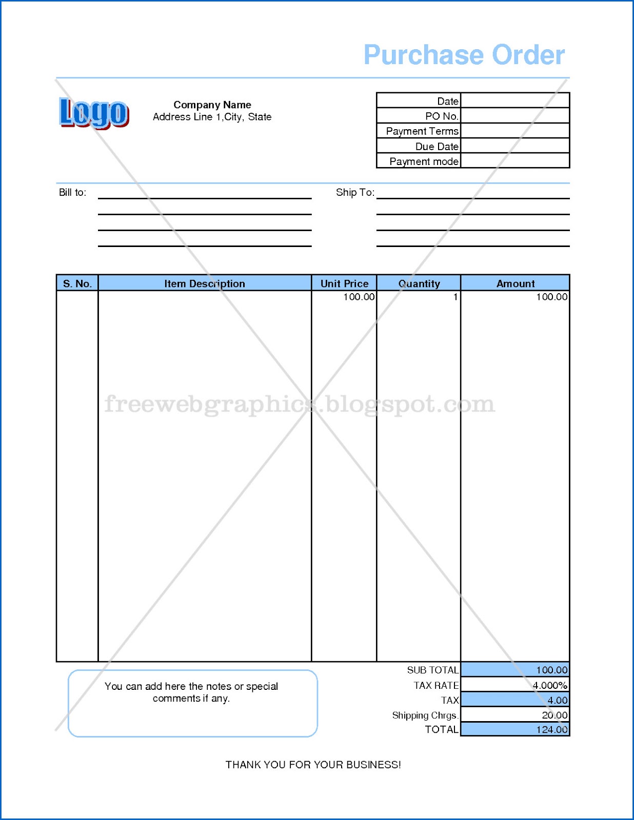Templates And Graphics Online Excel Purchase Order Format