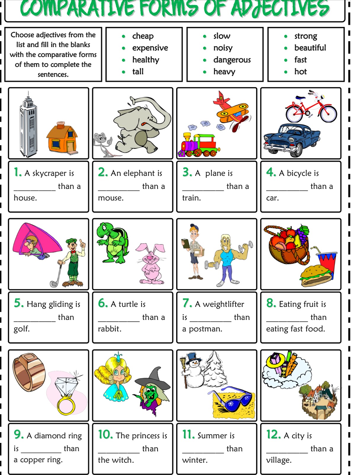 Comparative Sentences Worksheet