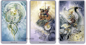 Shadowscapes Tarot Three of Cups Nine of Wands Knight of Swords