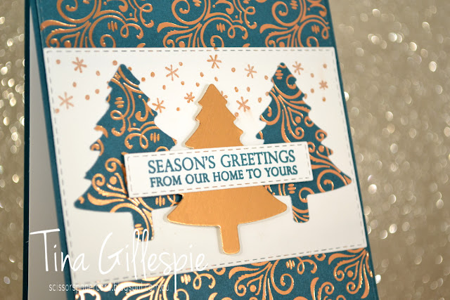 scissorspapercard, Stampin' Up!, Art With Heart, Heart Of Christmas, Merry Christmas To All, Elfie, Brightly Gleaming SDSP, Copper Foil, Pine Tree Punch, Rectangle Stitched Dies, Celestial Copper Delicata Ink