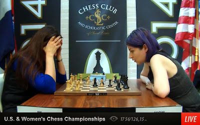 Face à face entre Anna Zatonskih et Tatev Abrahamyan au  championnat d'échecs américain
