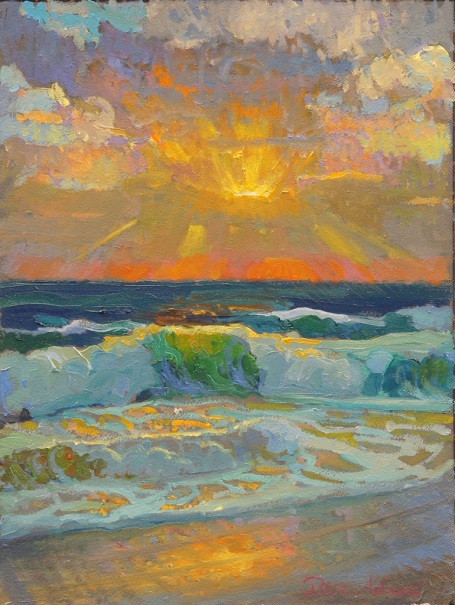 by Peter Adams, "Christmas Sunset" - oil on panel | pinturas, obras de arte by Peter Adams, "Christmas Sunset" - oil on panel | pinturas, obras de arte, imagenes bellas de paisajes.