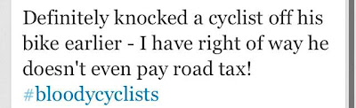 Tweet referring to #bloodycyclists