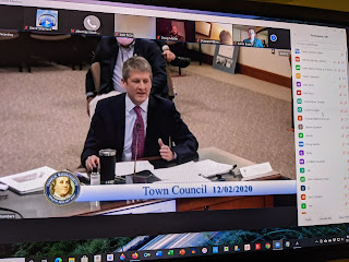 Town Administrator Jamie Hellen updates the Town Council during the 12/02/20 meeting Town Administrator Jamie Hellen updates the Town Council during the 12/02/20 meeting