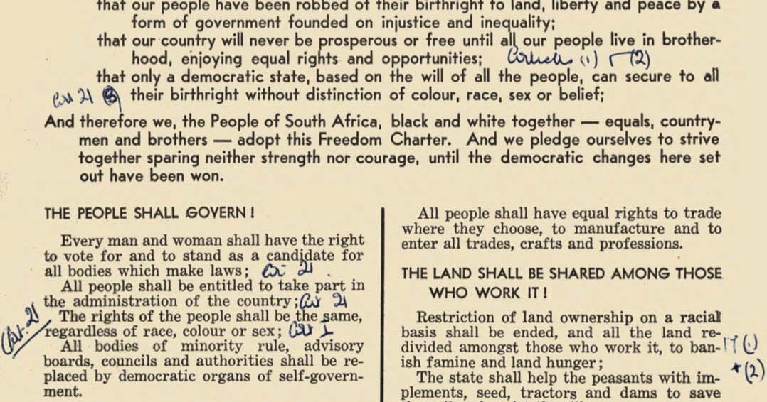 the South African freedom charter - Historical Update