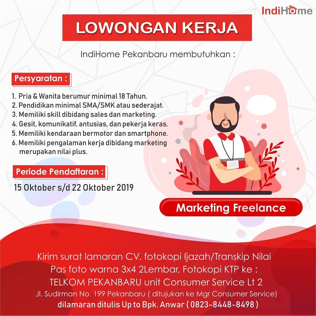 Lowongan Kerja PT. Telkom Indonesia Pekanbaru Oktober 2019 - Loker