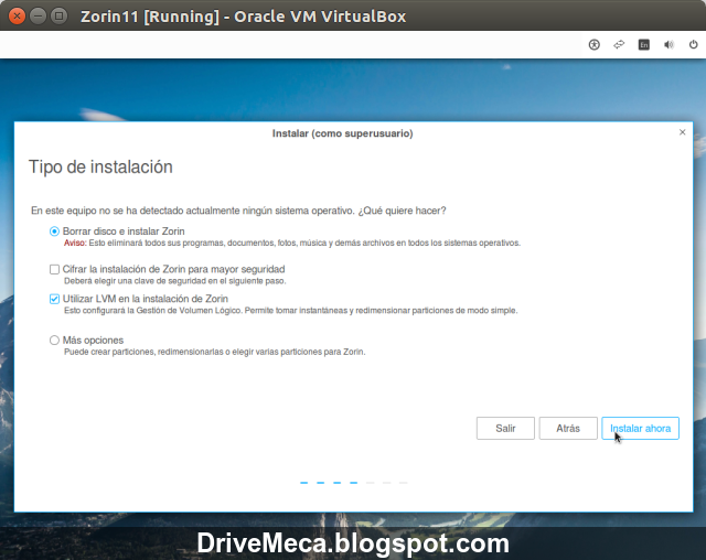 DriveMeca instalando Zorin OS 11 Core paso a paso