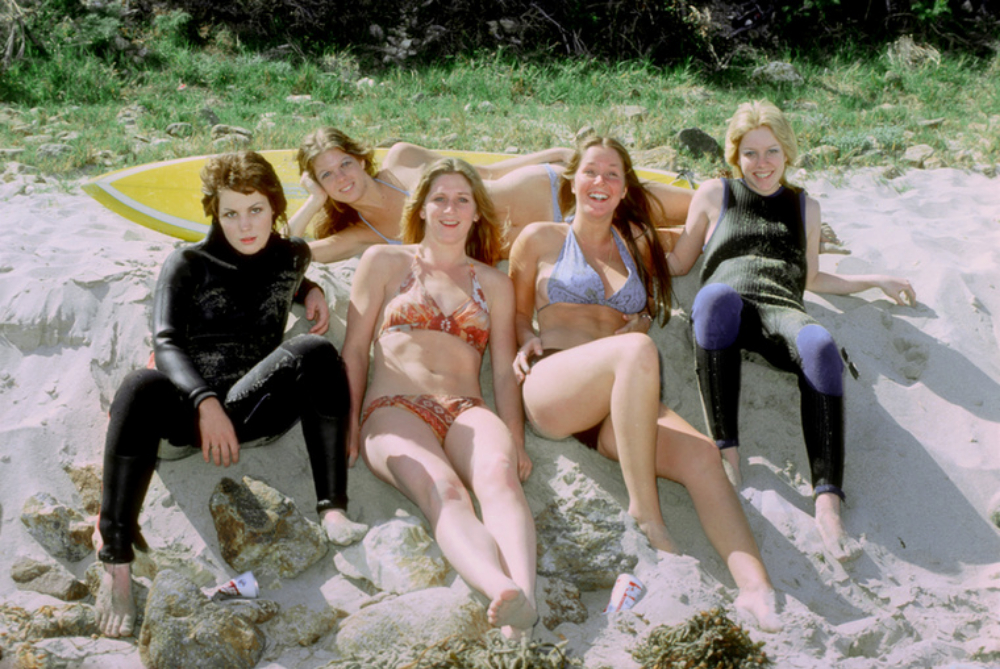 Pictures of The Runaways Go Surfing in April 1976.