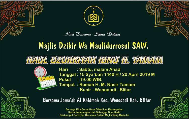 Contoh Undangan Manaqib Ceramah Kyai Jalil (Yai Bro) Di