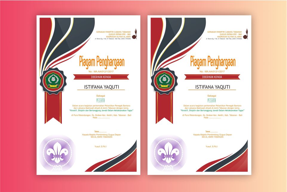 Download Desain Piagam Pramuka Format CDR 2019