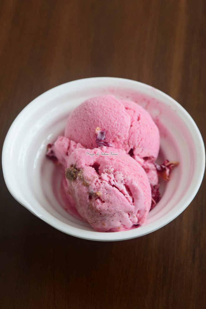 Rose Petal Ice Cream with GMS & CMC Powder Recipe Magic of Indian Rasoi