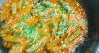 Bhindi masala topping with coriander leaves