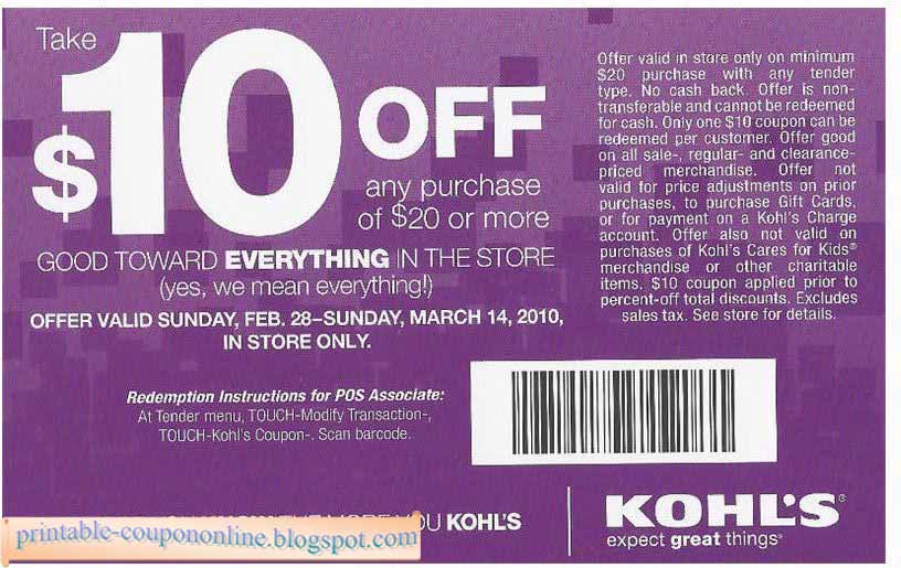 Free Printable Kohls Coupons
