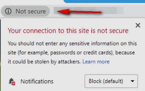 صورة موقع غير امن Not Secure