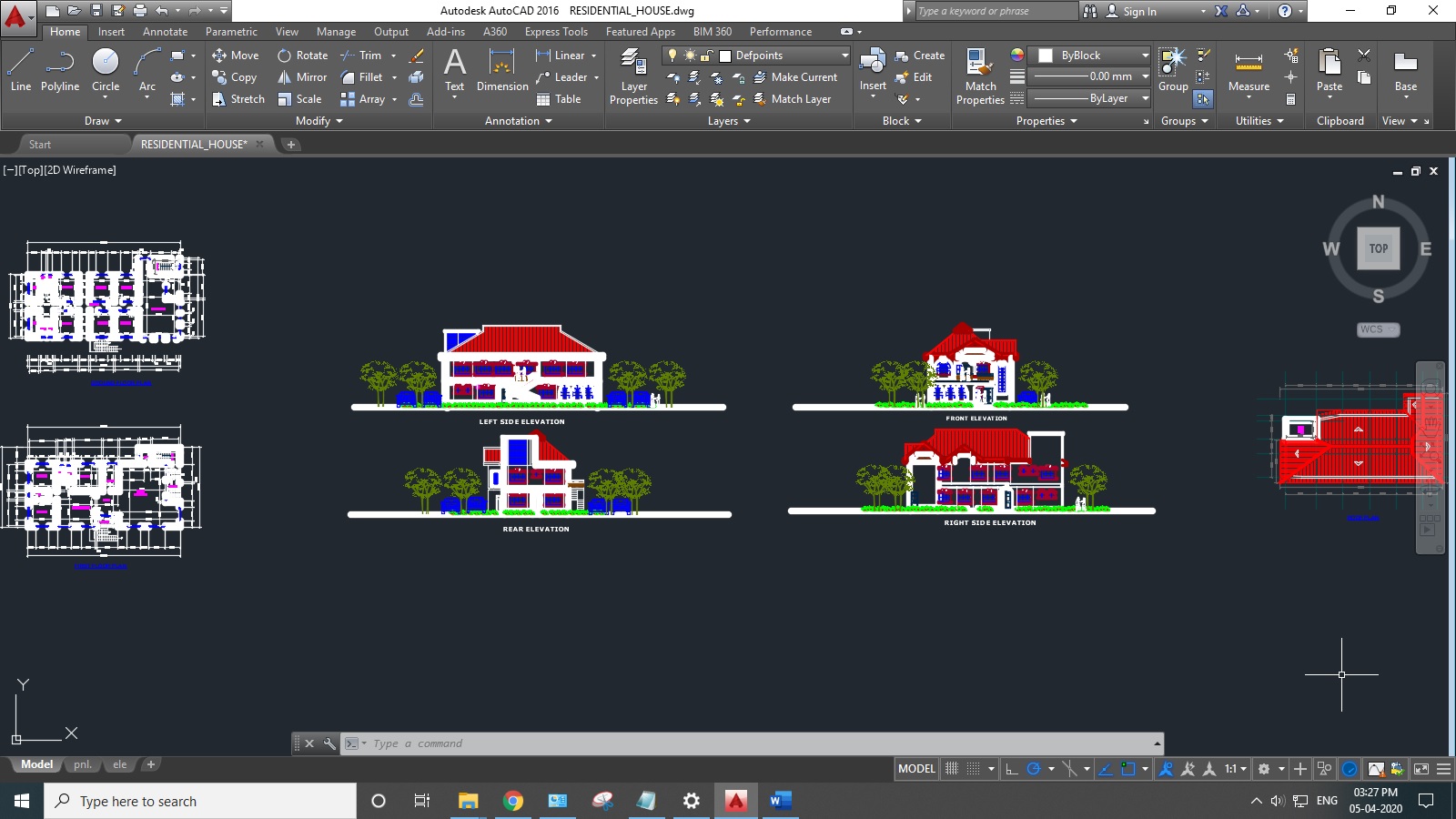 Residential House Plan With Elevation Design In Autocad File Free