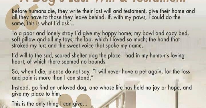 A Dog's Last Will And Testament Poem The Teacher's Pets: A Dog's Last Will and Testament