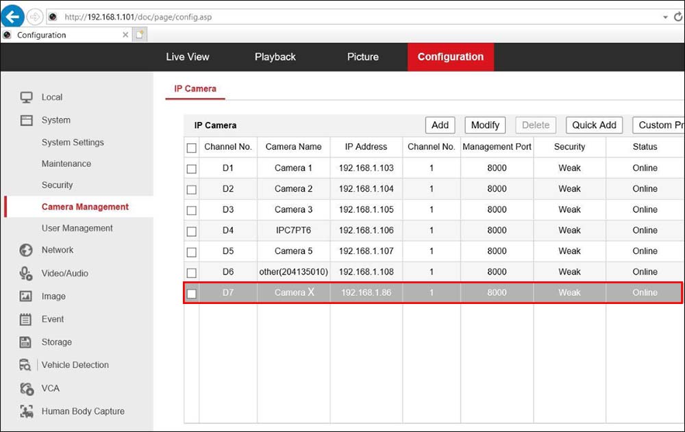 How to change camera sequence on Hikvision recorder