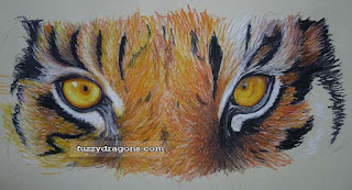 coloured pencil tiger fuzzydragons.com