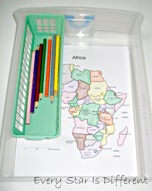 Montessori Map of Africa Coloring Activity