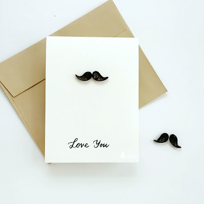 Quilled card, Card with paper quilling, Clean and simple card, Moustache card, card for a teacher, card for boss, Quilled card, Father's day card, Video Tutorial, masculine card, masculine birthday card, Craft for kids, Quillish, 