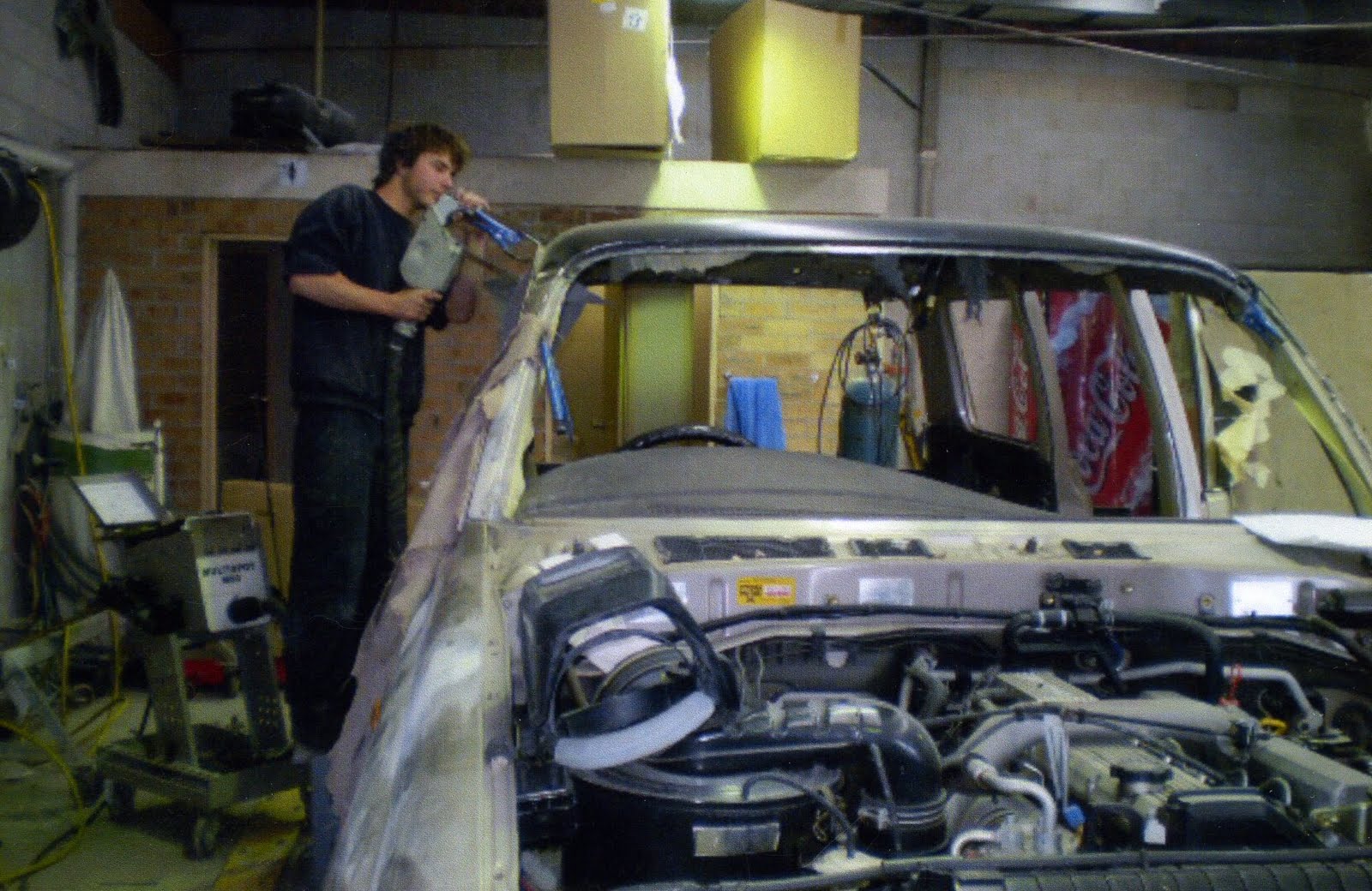 Dane's World at Bears Auto Repairs Dane spot welding the turret (roof