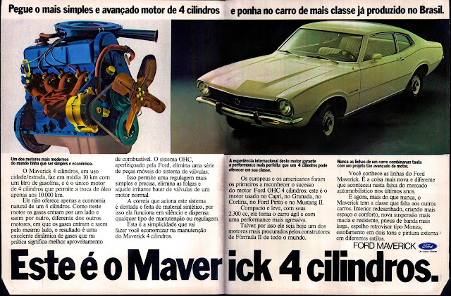 propaganda Ford Maverick - 1975.  brazilian advertising cars in the 70. os anos 70. história da década de 70; Brazil in the 70s; propaganda carros anos 70; Oswaldo Hernandez;